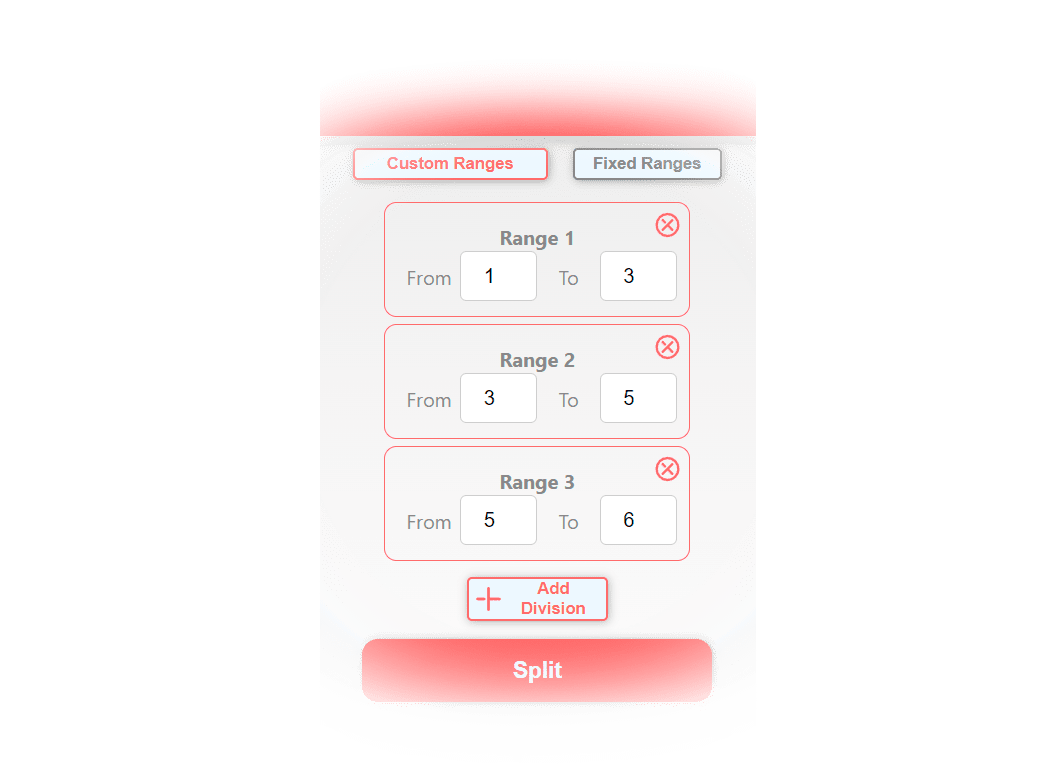 Use Custom Ranges for PDF's splitting